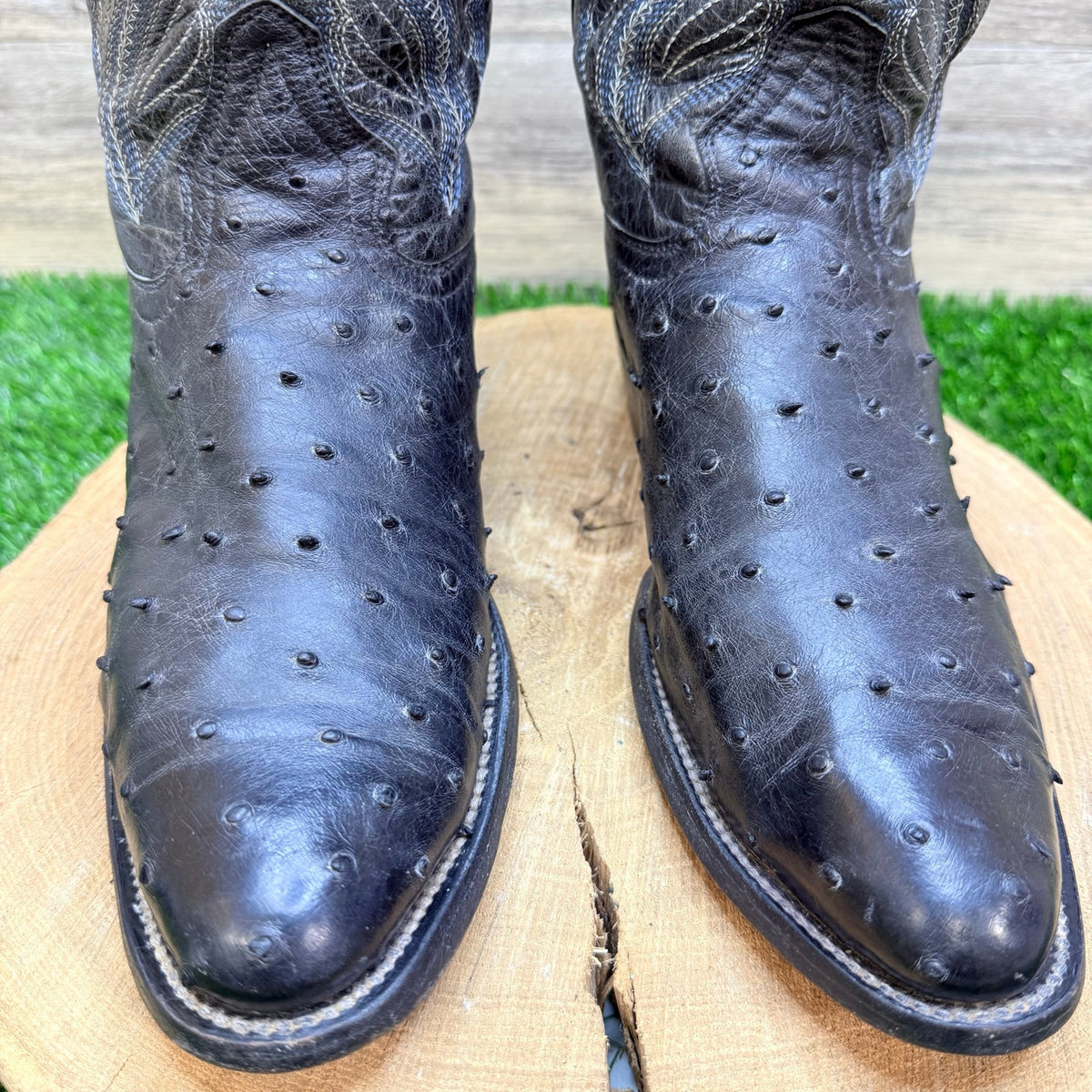 El Malcreado Men - Size 9.5 - Black / Blue Ostrich Western Cowboy Boots 808