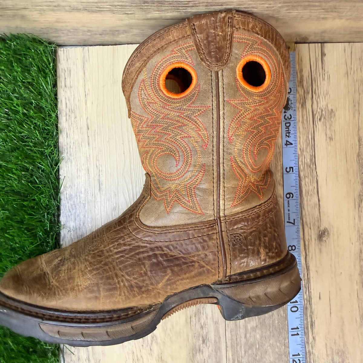Durango Youth - Size 2M - Brown / Orange Square Toe Cowboy Boots DBT0227C