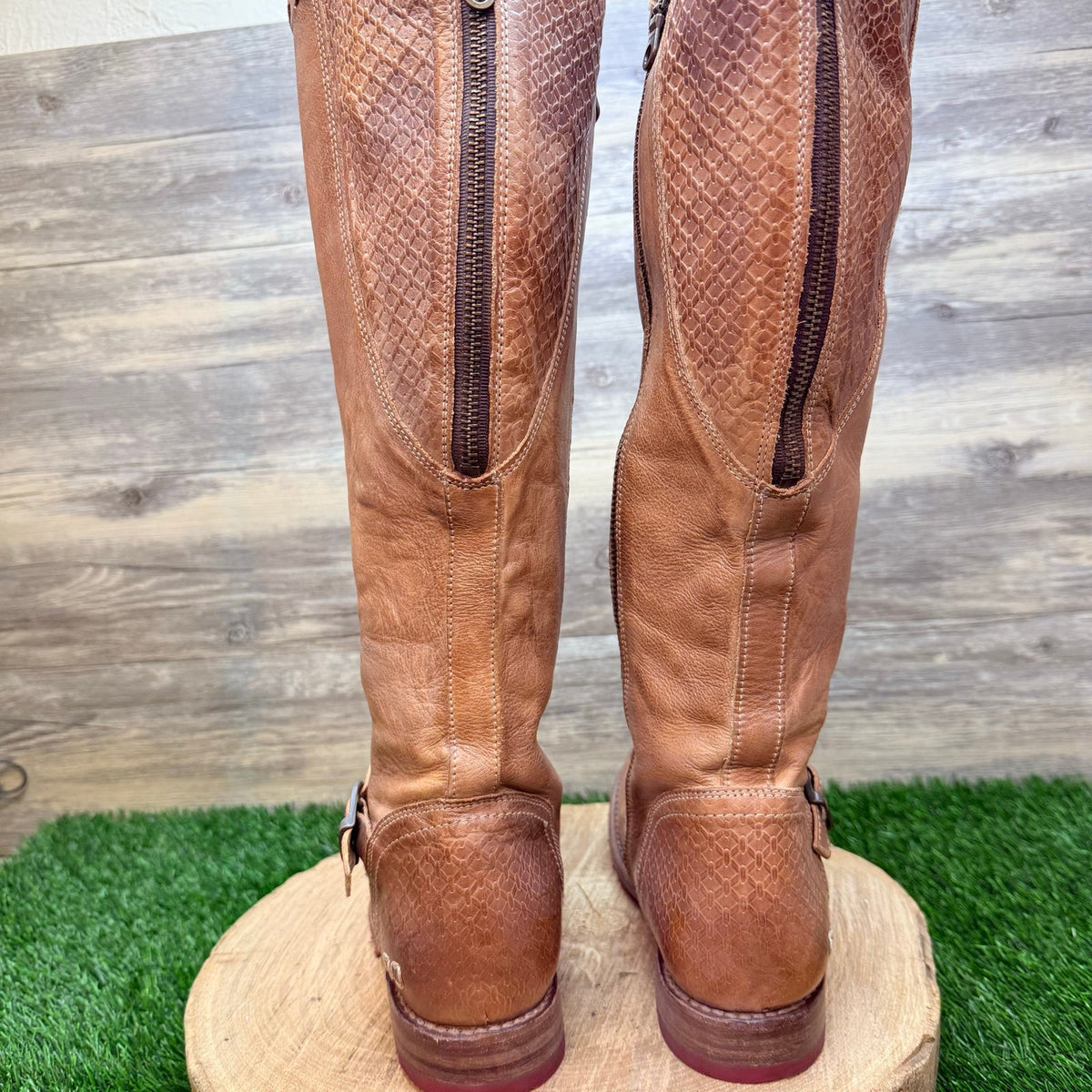 Bed Stu Women - Size 7.5 - Tan Cobbler Series Riding Dual Zipper Boots