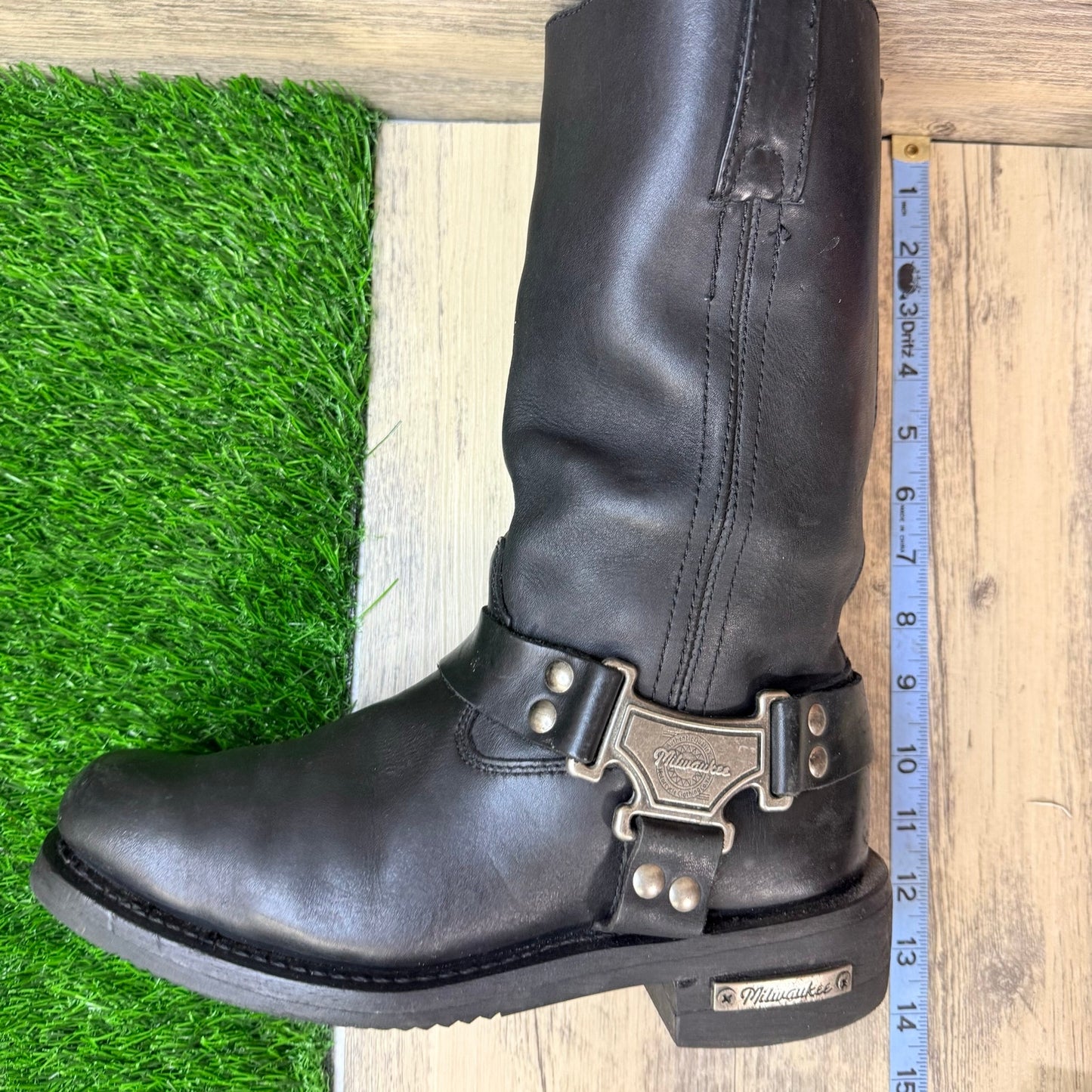 Milwaukee Men - Size 8D - Black Harness Moto Riding Boots MB410