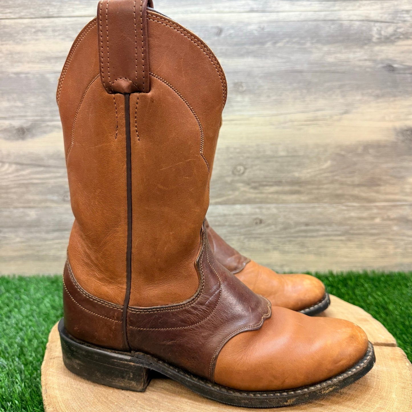 Olathe Women - Size 5.5B - Vintage Two Tone Brown Western Cowboy Boots 6725