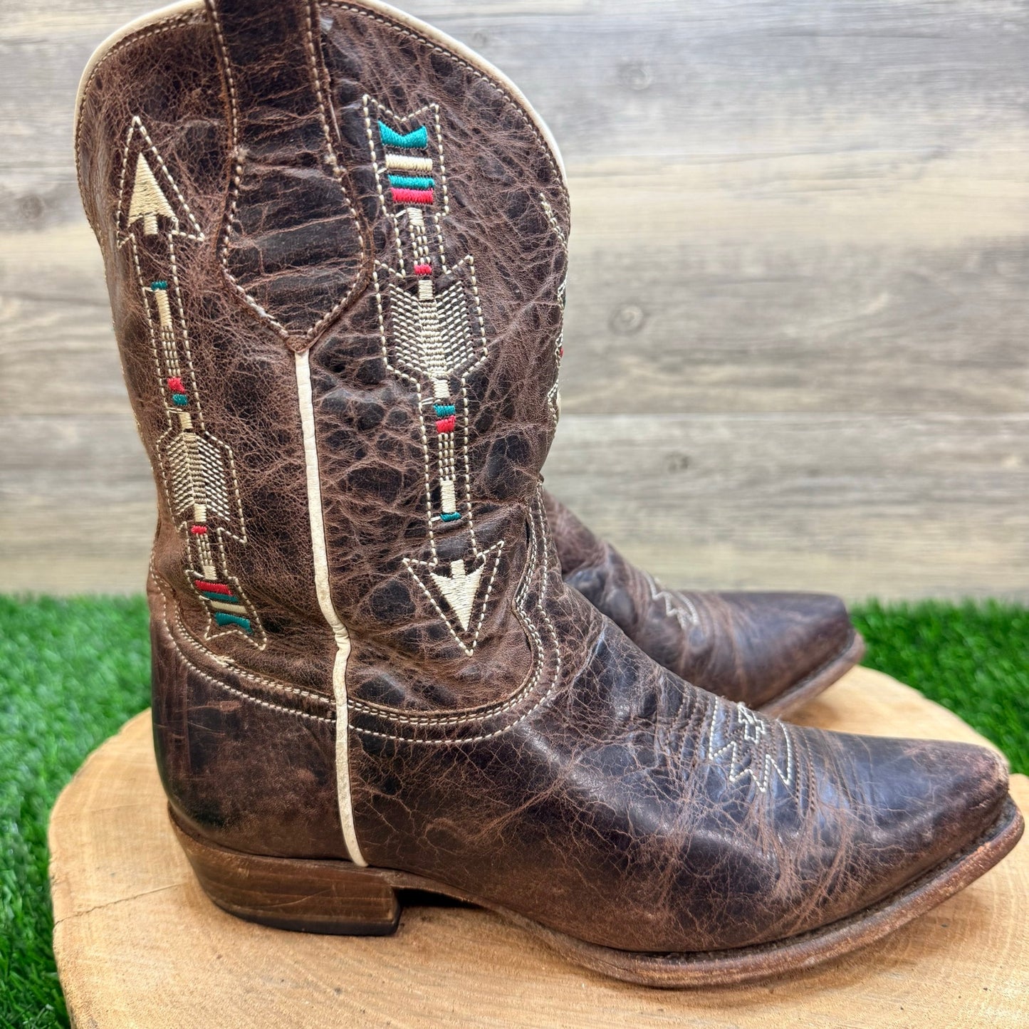 Roper Youth - Size 3 - Dark Brown Native Cowboy Boots 7622