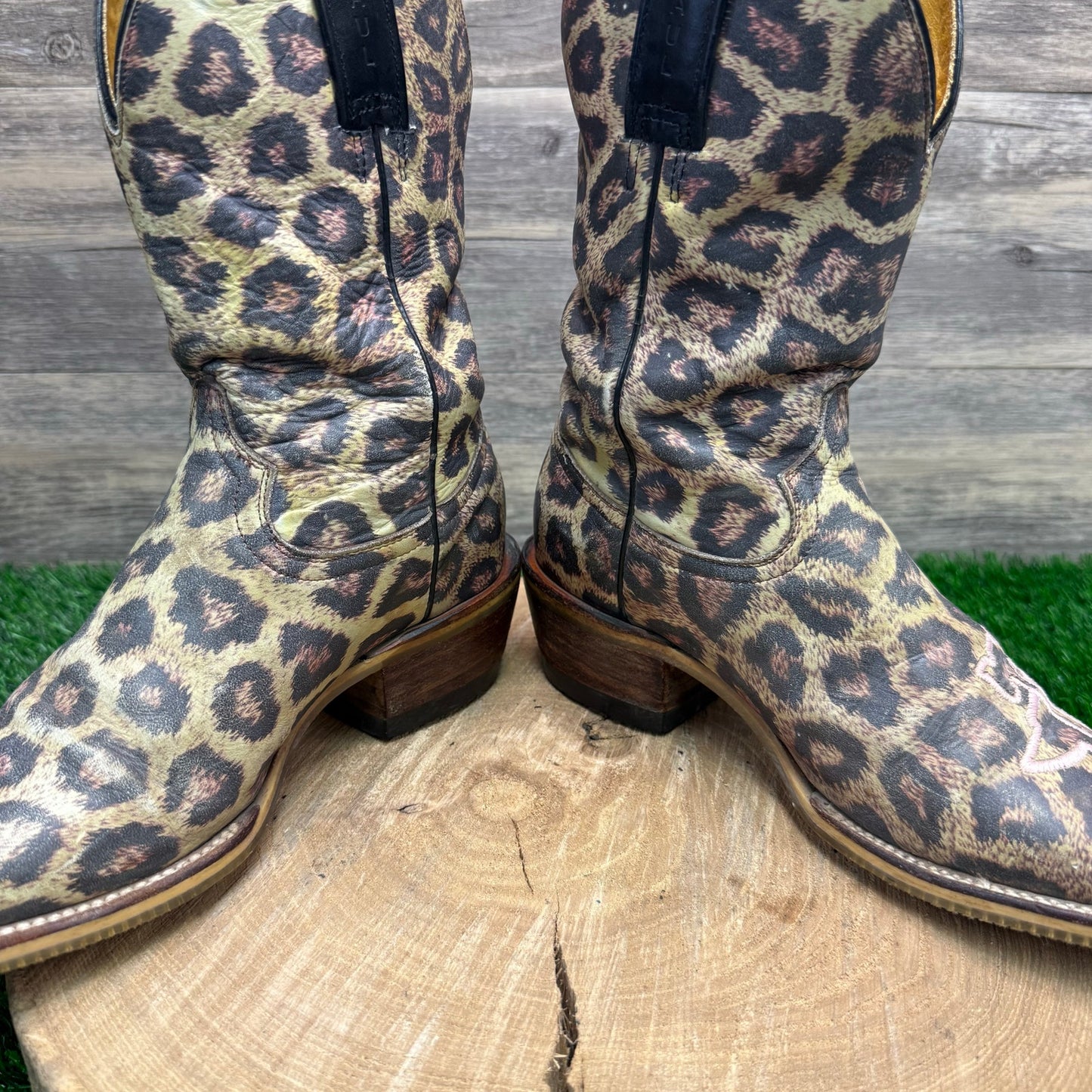 Tin Haul Co. Women - Size 6.5 - Cheetah Print Square Toe Cowboy Boots Style Gals