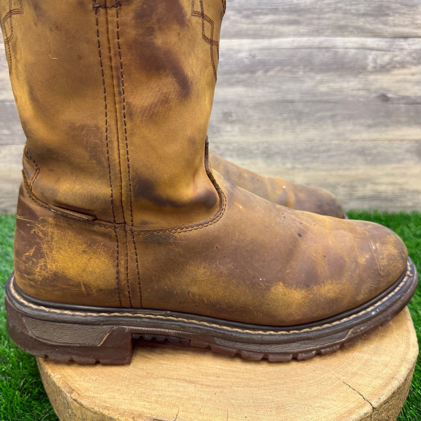 Rocky Men - Size 11.5W - Tan Pull Up Cowboy Boots Style 106