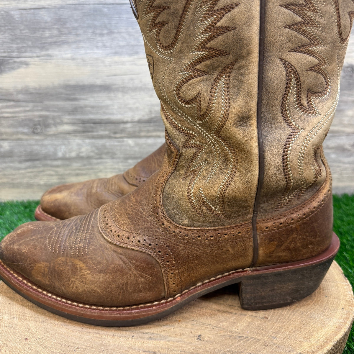 Ariat Men - Size 10.5EE - Two Tone Brown Square Toe Cowboy Boots 10002230