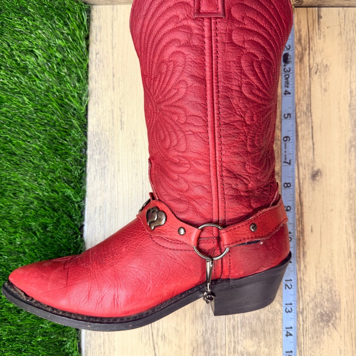 Masterson Women - Size 8M - Red Heart Harness Western Cowboy Boots Style RB7483