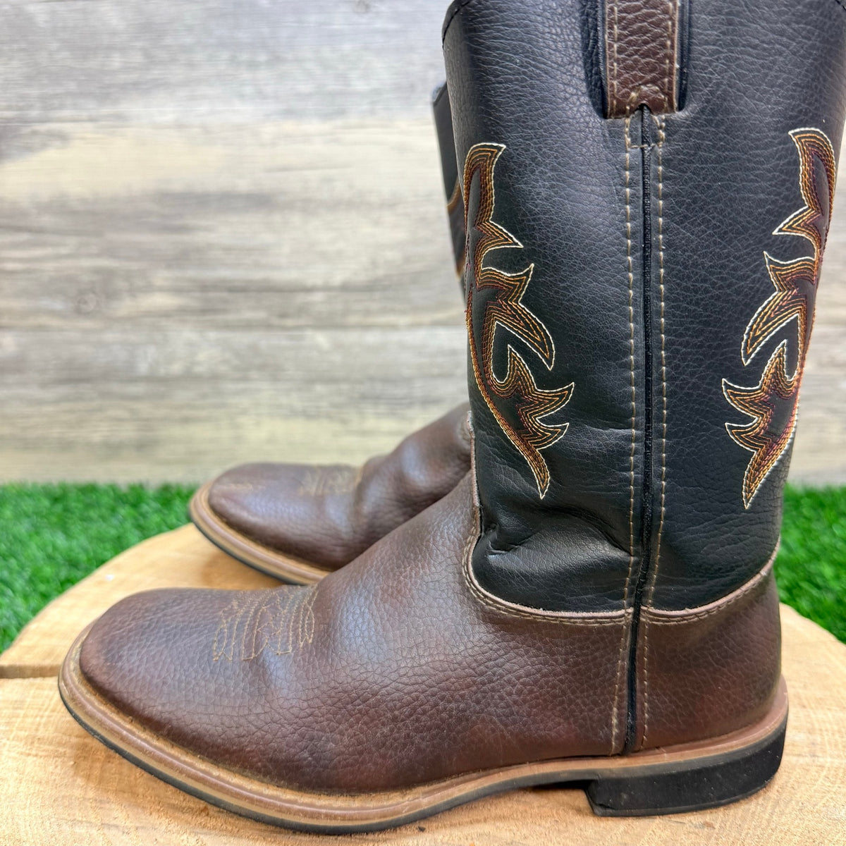 Austin Trading Co Youth - Size 2 - Brown / Black Square Cowboy Boots