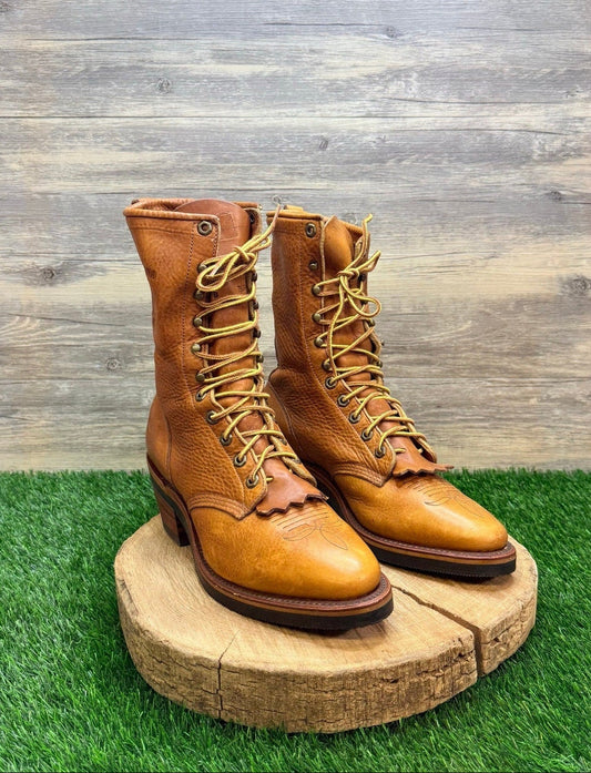 Chippewa Men - Size 9D - Vintage Cognac 1997 Packer Lace Up Boots 75364