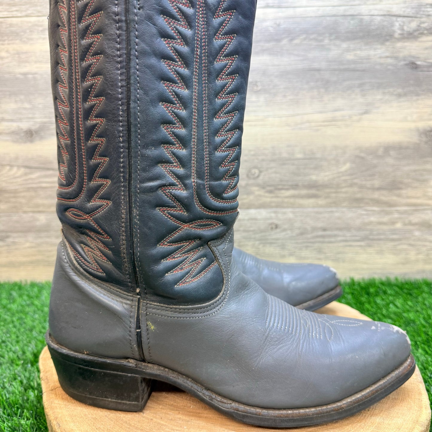 Iron Age Men - Size 8D - Vintage Black / Gray Steel Toe Cowboy Boots 5077
