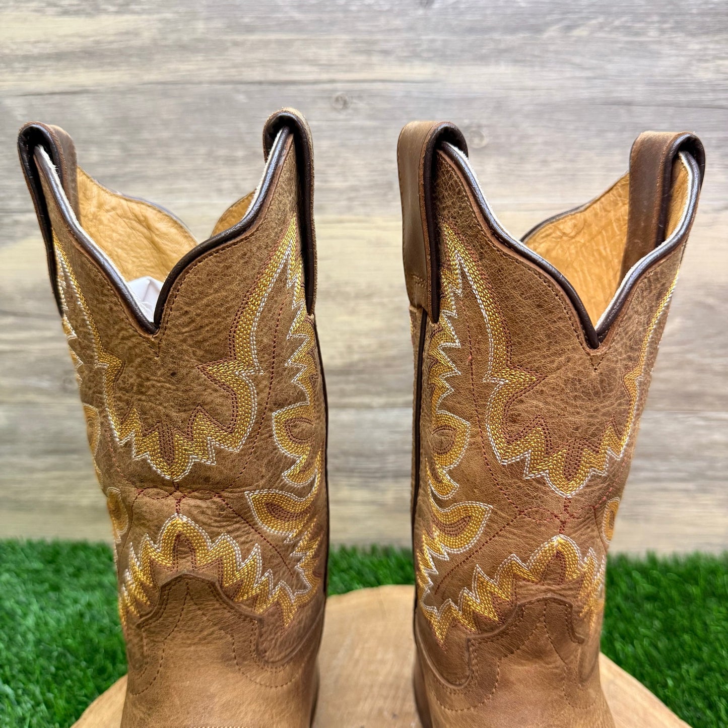 McAllen Youth - Size 5 - Tan Square Toe Western Cowboy Boots 208862