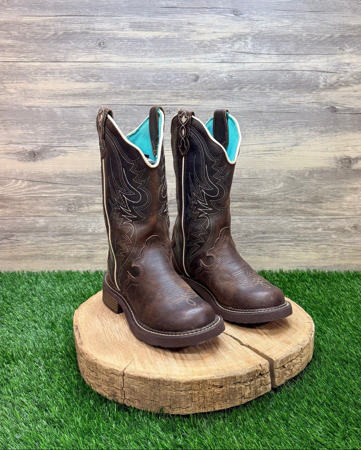 Justin Gypsy Women - Size 5B - Brown / Turquoise Cowboy Boots L2911