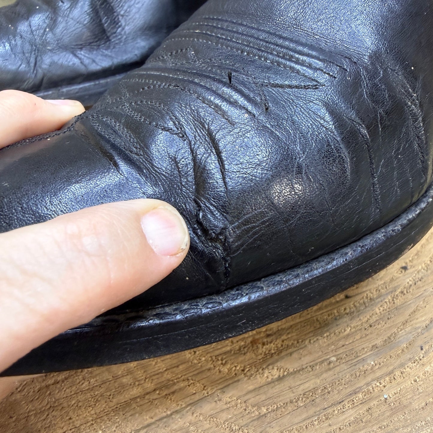 Hondo Boots Men - Size 10D - Vintage Black Western Cowboy Boots Style 90544