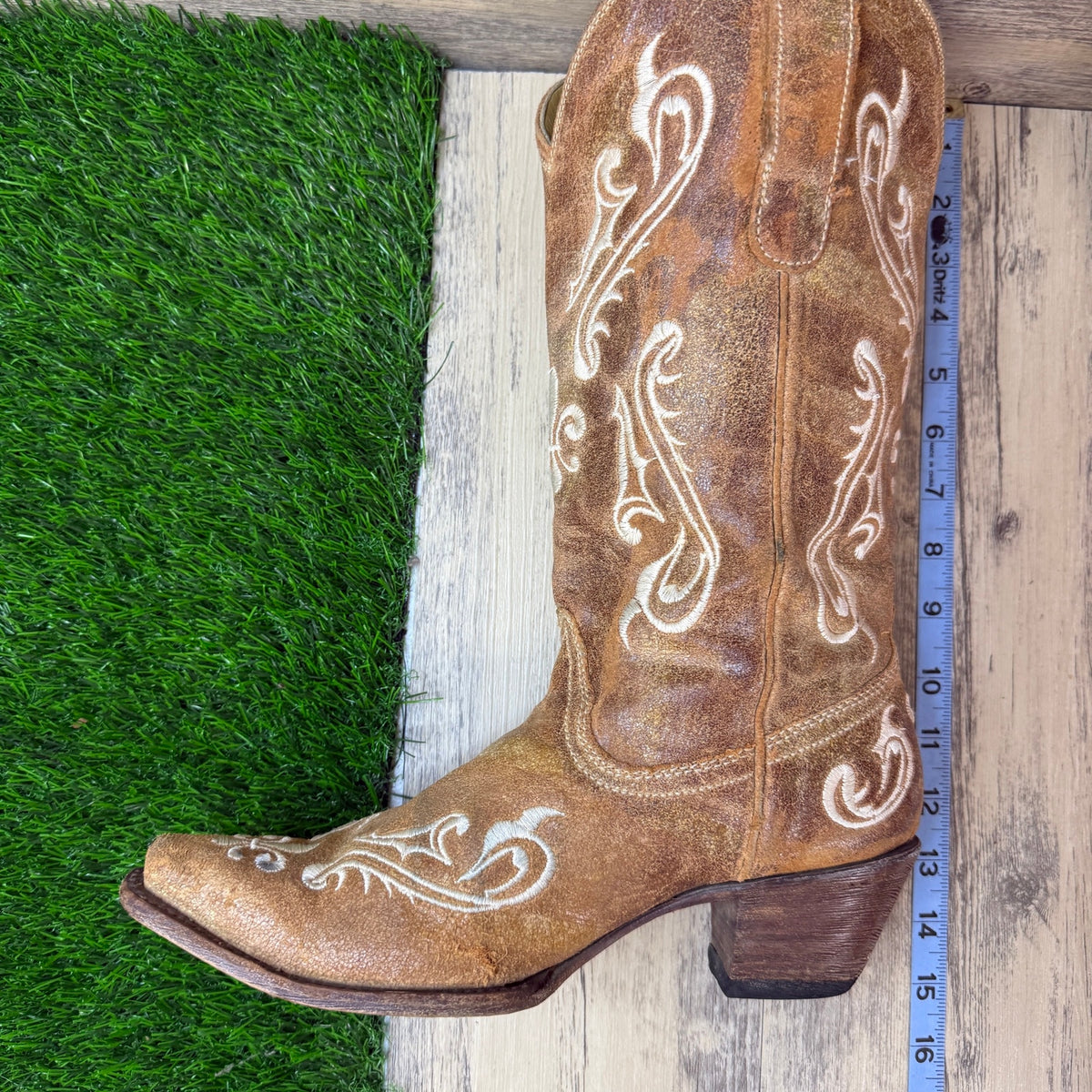 Corral Women - Size 9M - Sand Cortez Embroidered Cowboy Boots Style R1974