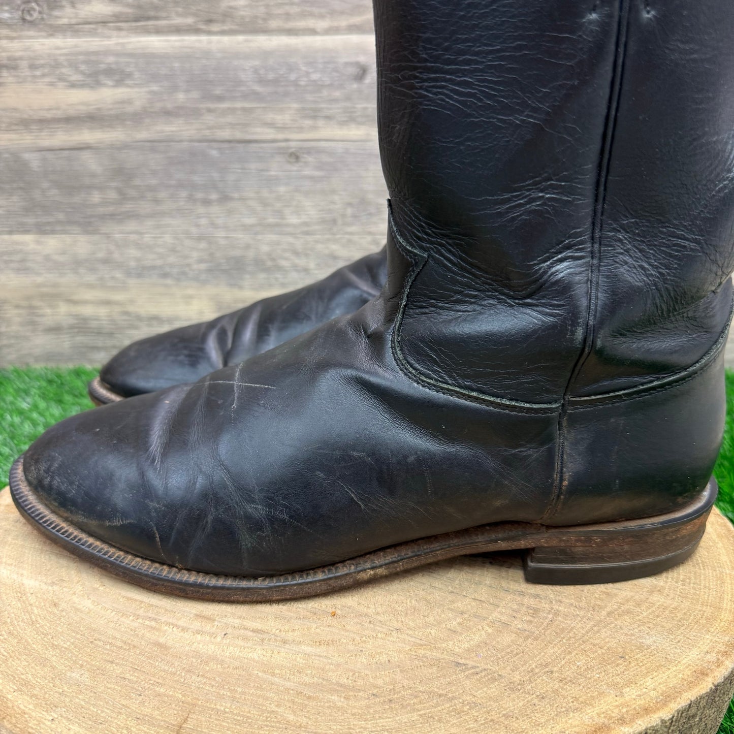 Justin Men - Size 10.5EE - Black Brock Roper Cowboy Boots Style 3233