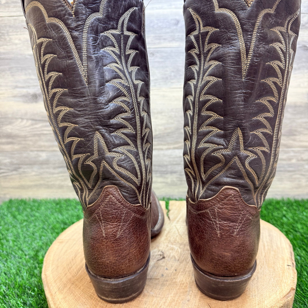 Tony Lama Men - Size 9A - Vintage Chocolate Bullhide Western Cowboy Boots 2991