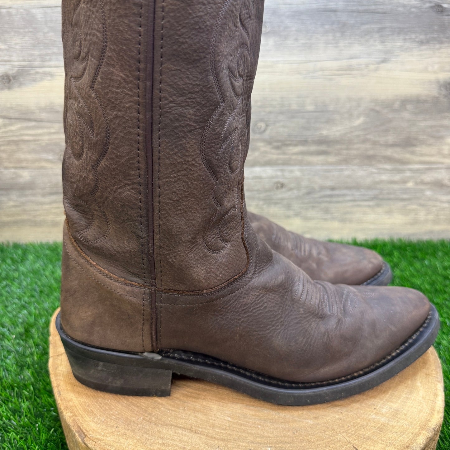 Old West Men - Size 9D - Brown Trucker Western Cowboy Boots Style TBM3051