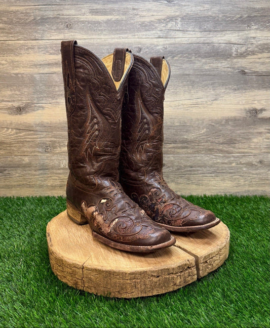 Corral Vintage Women - Size 9M - Dark Brown Square Toe Cowboy Boots A2404