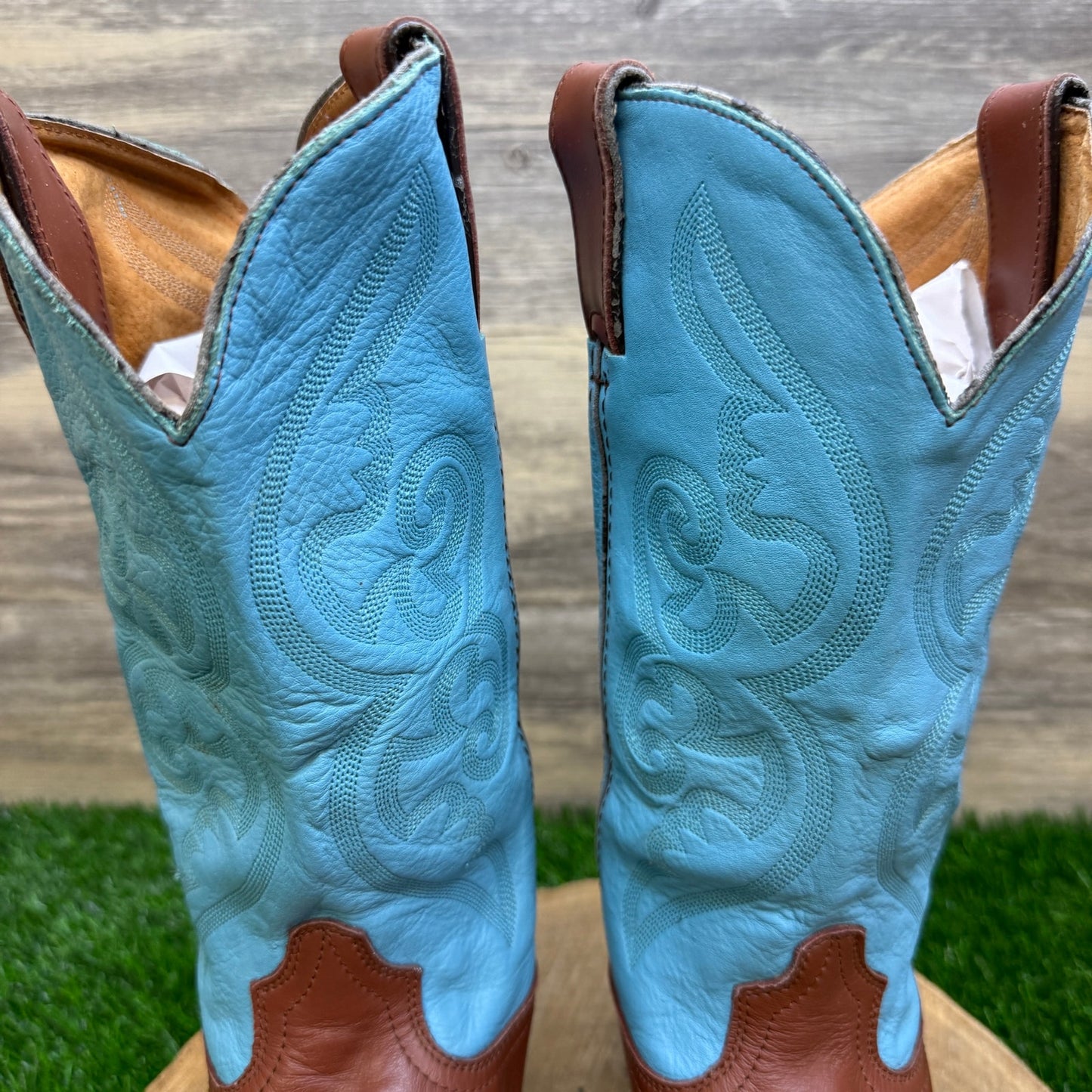 Road Wolf Women - Size 8.5M - Brown/Blue  Western Cowboy Boots Style WW570