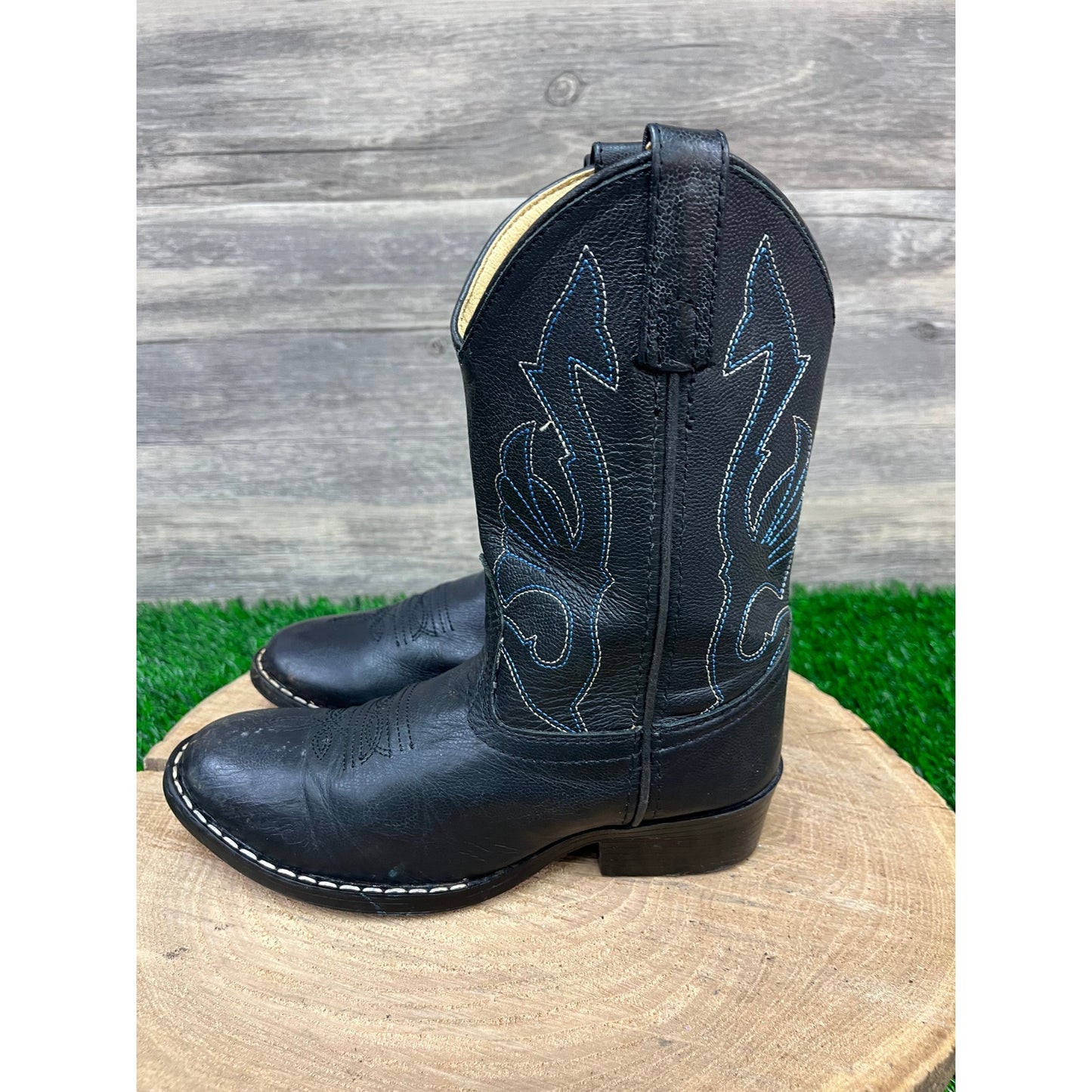 Masterson Youth - Size 1D - Black/Blue Cowboy Boots Style RB2001C