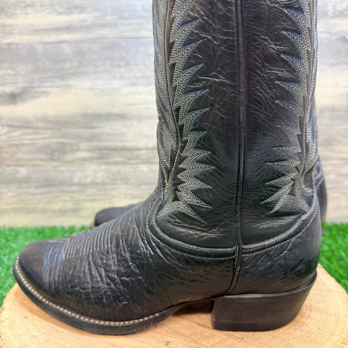 Tony Lama Men - Size 10D - Vintage Black Preban Elephant Skin Cowboy Boots 8612