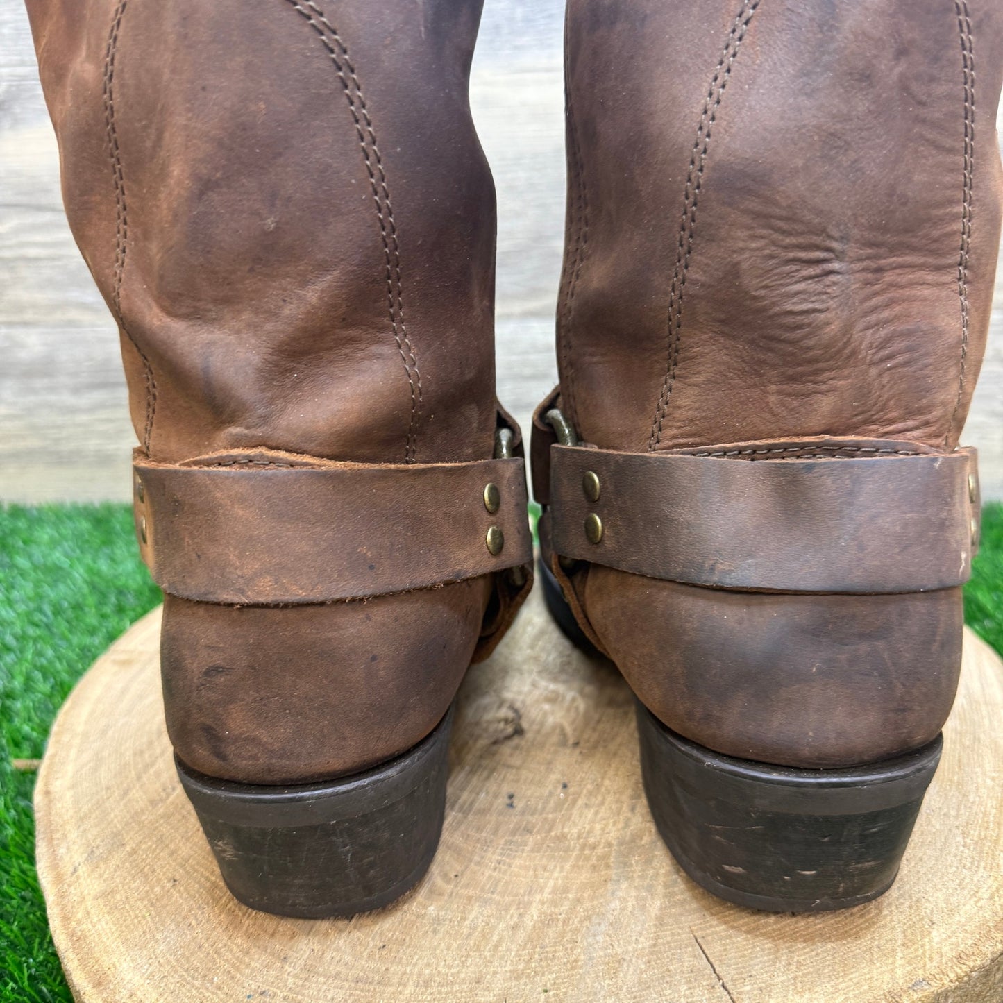 Dingo Men - Size 9EW Brown Gaucho Harness Square Toe Moto Boots DI19074