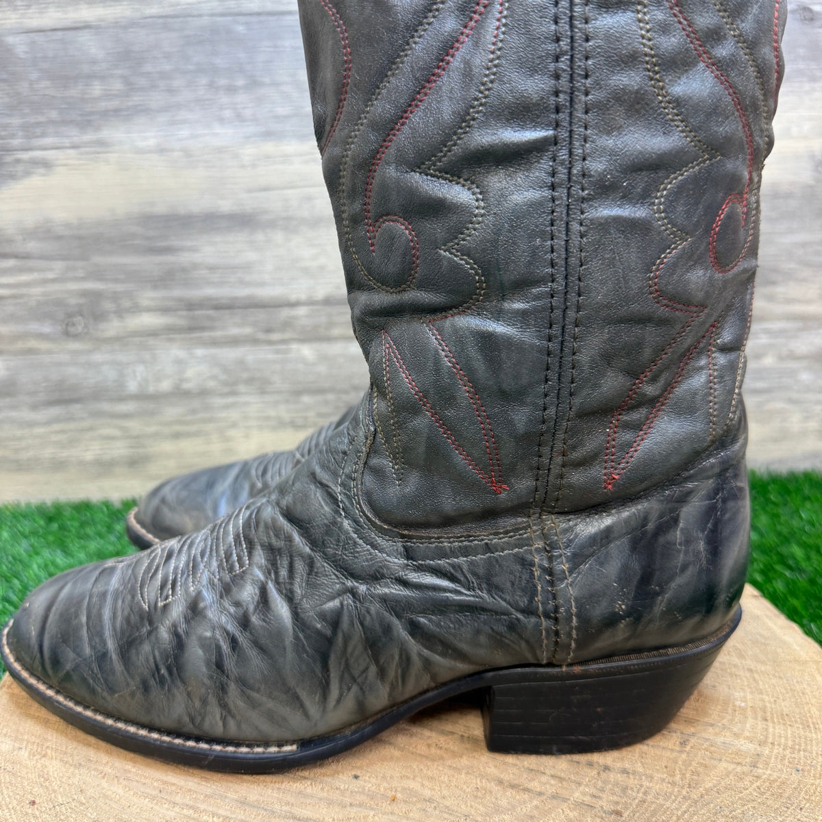 Unknown Men - Size 9EE - Vintage Gray Marbled Print Western Cowboy Boots 7893