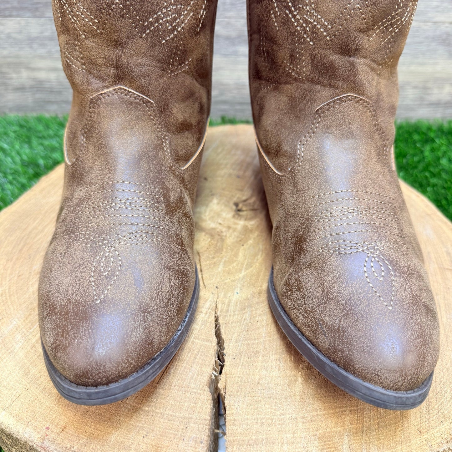 Wonder Nation Youth - Size 6 - Brown Faux Cowboy Boots 28DP059