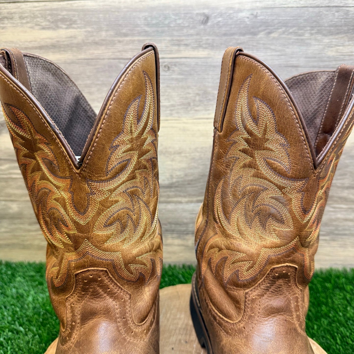 Justin Men - Size 13D - Brown Stampede Work Square Toe Cowboy Boots SE4681