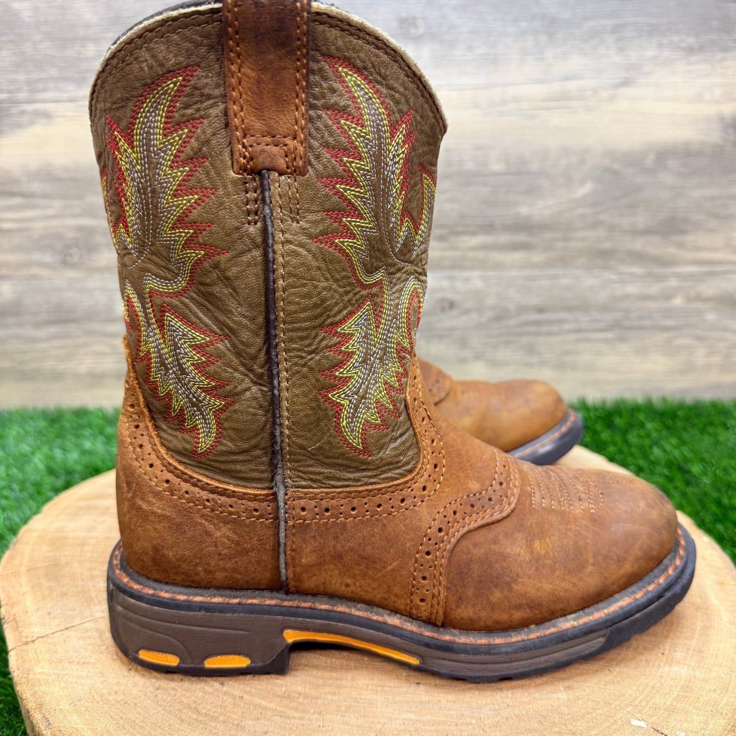 Ariat Youth - Size 1.5 - Brown / Green Cowboy Boots 10007836