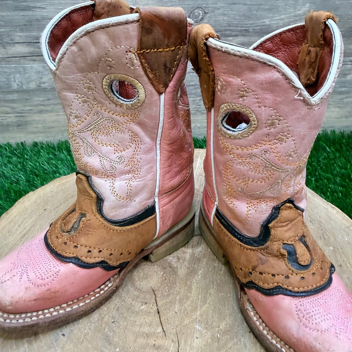 Blackstone Youth - Size 5 - Pink Horseshoe Western Cowboy Boots 463