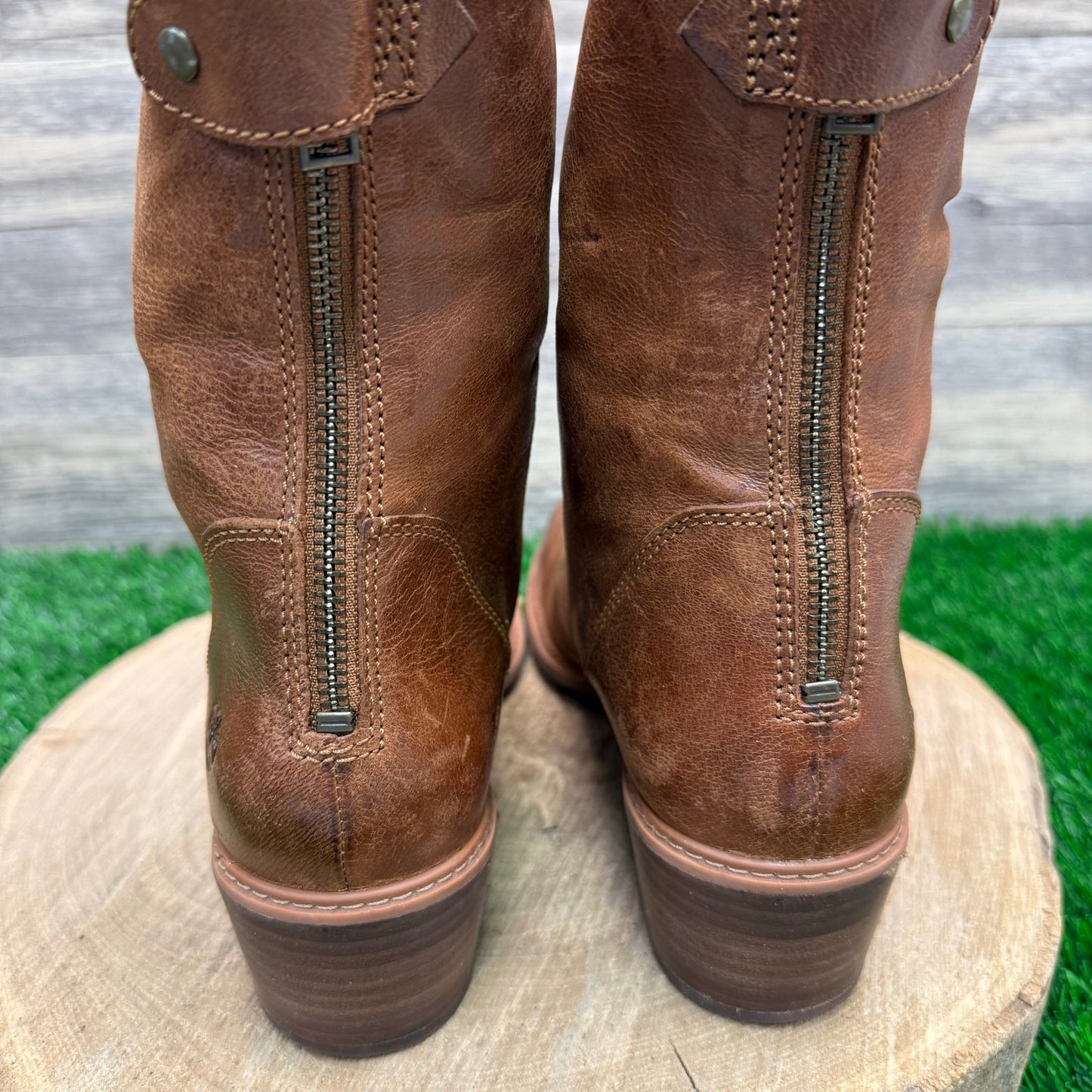 Timberland Women - Size 11 - Tan Ankle Zipper Boots Style A2448