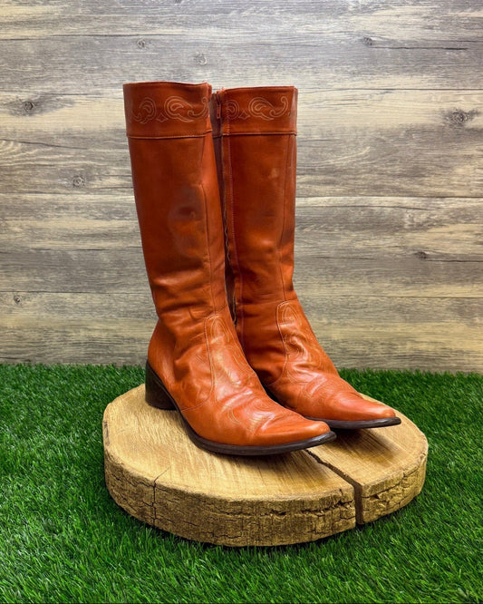 Coclico Women - Size 8 - Burnt Sienna Tall Zipper Boots