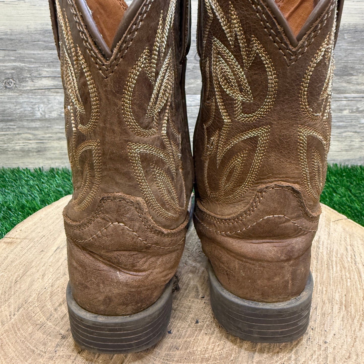 Justin Youth - Size 2D - Brown Square Toe Cowboy Boots Style JK7510