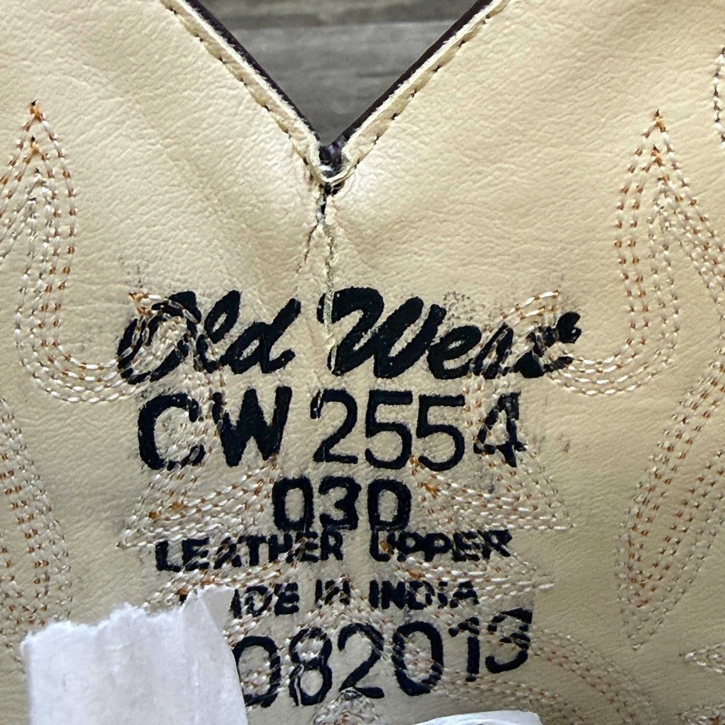 Old West Youth - Size 3D - Tan/Green Cowboy Boots Style CW2554