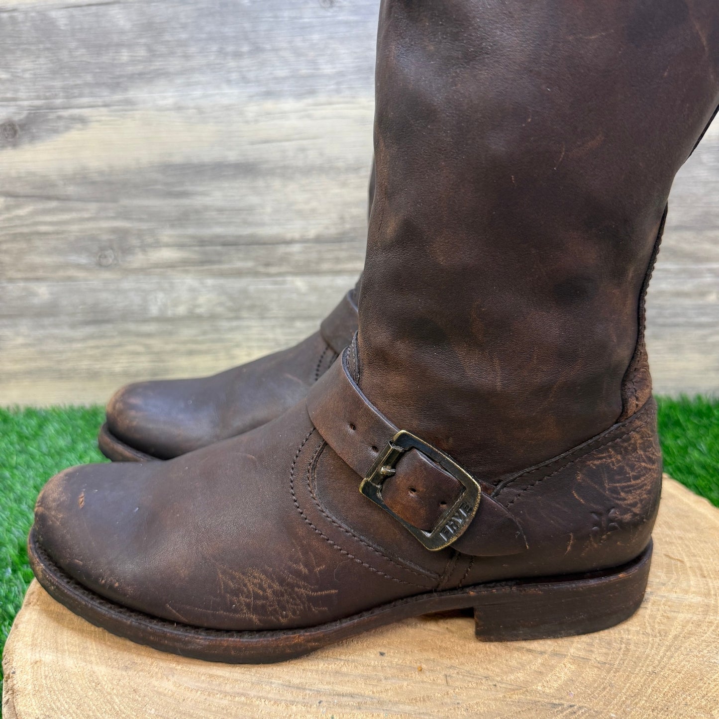 Frye Women Size 9B - Chocolate Brown Veronic Harness Moto Boots Style 77609