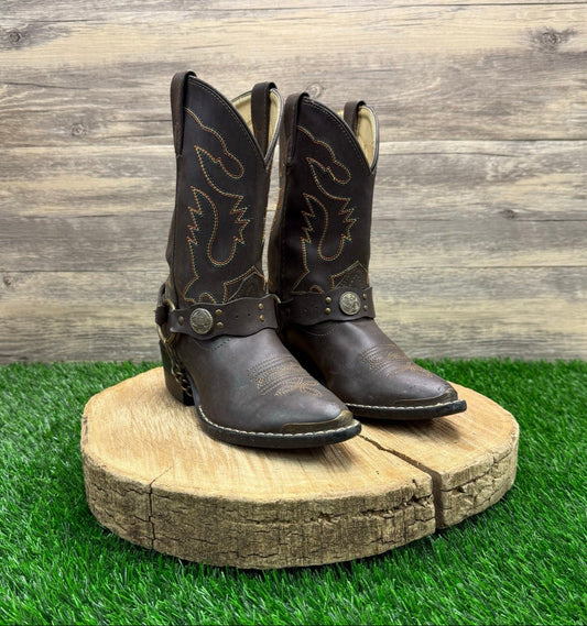 Smoky Mountain Youth - Size 1.5D - Dark Brown Harness Faux Leather Cowboys Boots 1064C