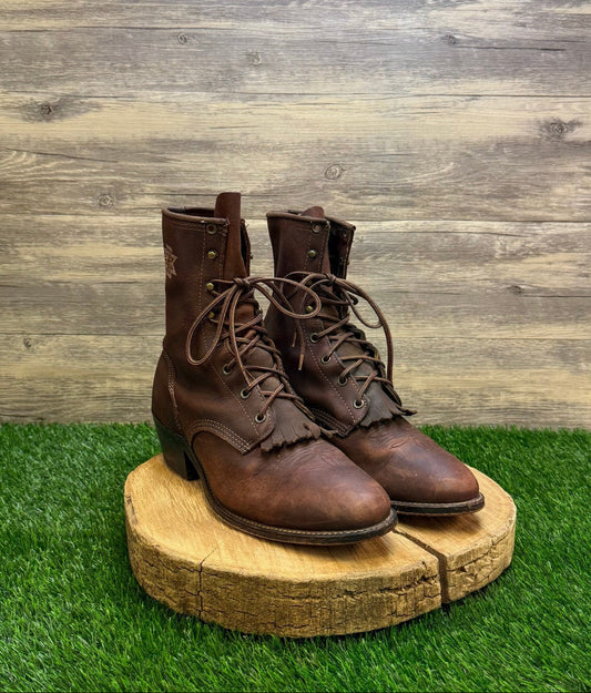 Unknown Men - Size 10.5D - Vintage Brown Lace Up Cowboy Boots Style 6020