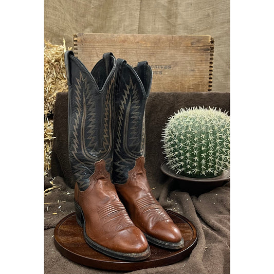 Unknown Men - Size 8D - Vintage Brown/Black Cowboy Boots Style C0849