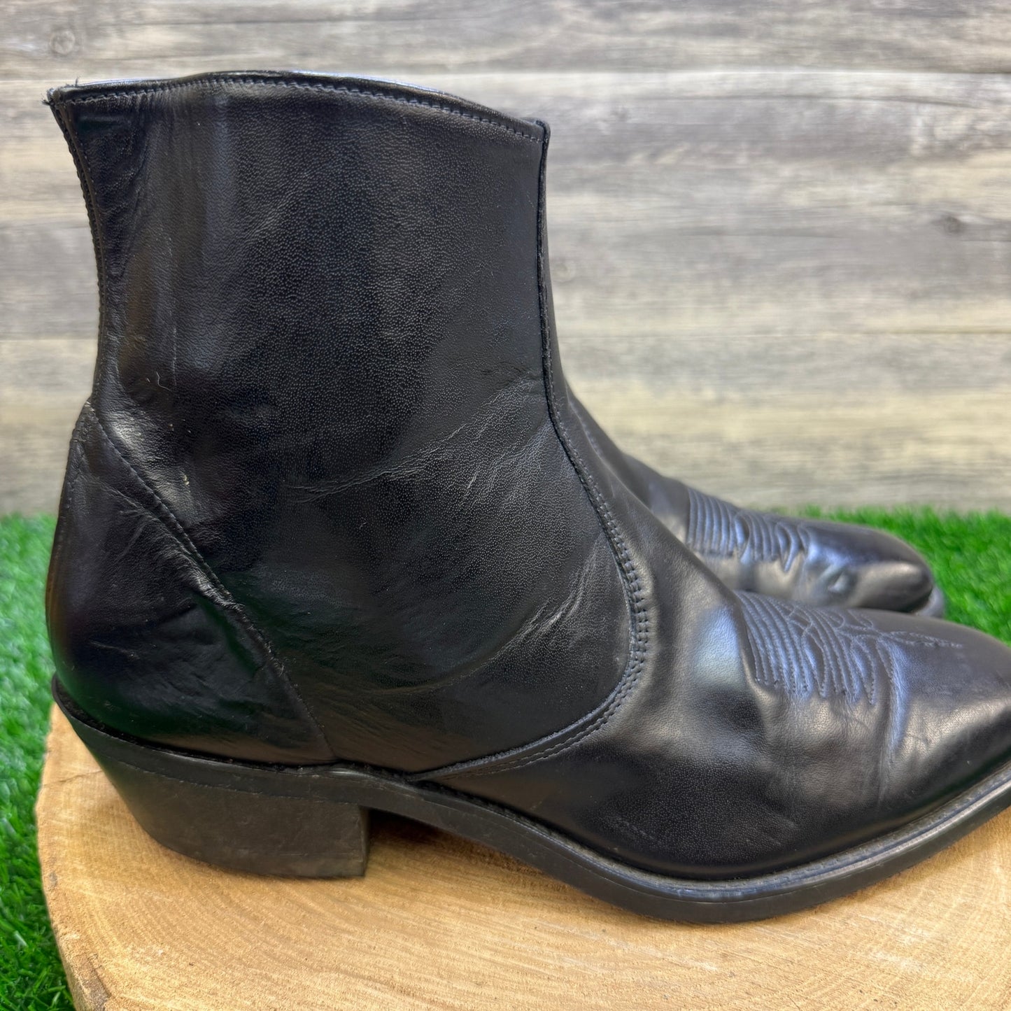 Laredo Men - Size 11D - Black Ankle Zipper Square Toe Boots Style 5720