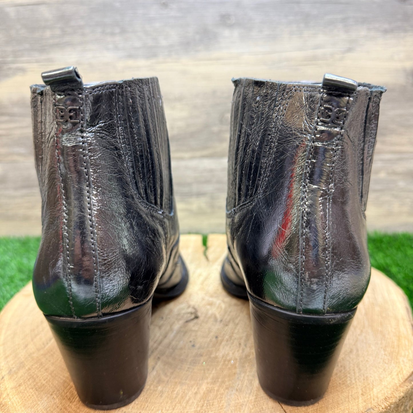 Sam Edelman Women - Size 9 - Metallic Silver Faux Leather Ankle Boots