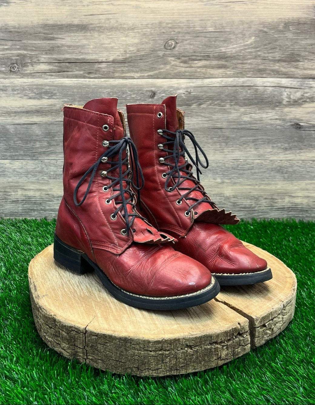 Unknown Women - Size 6M - Vintage Red Lace Up Cowboy Boots Style 18099