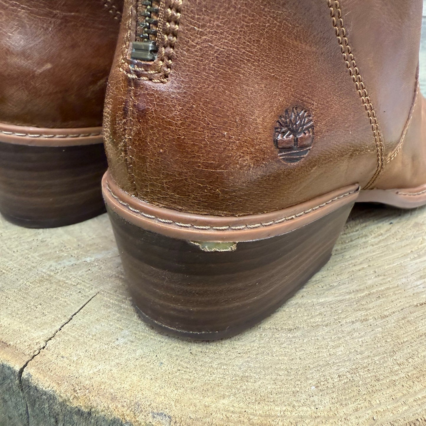 Timberland Women - Size 11 - Tan Ankle Zipper Boots Style A2448