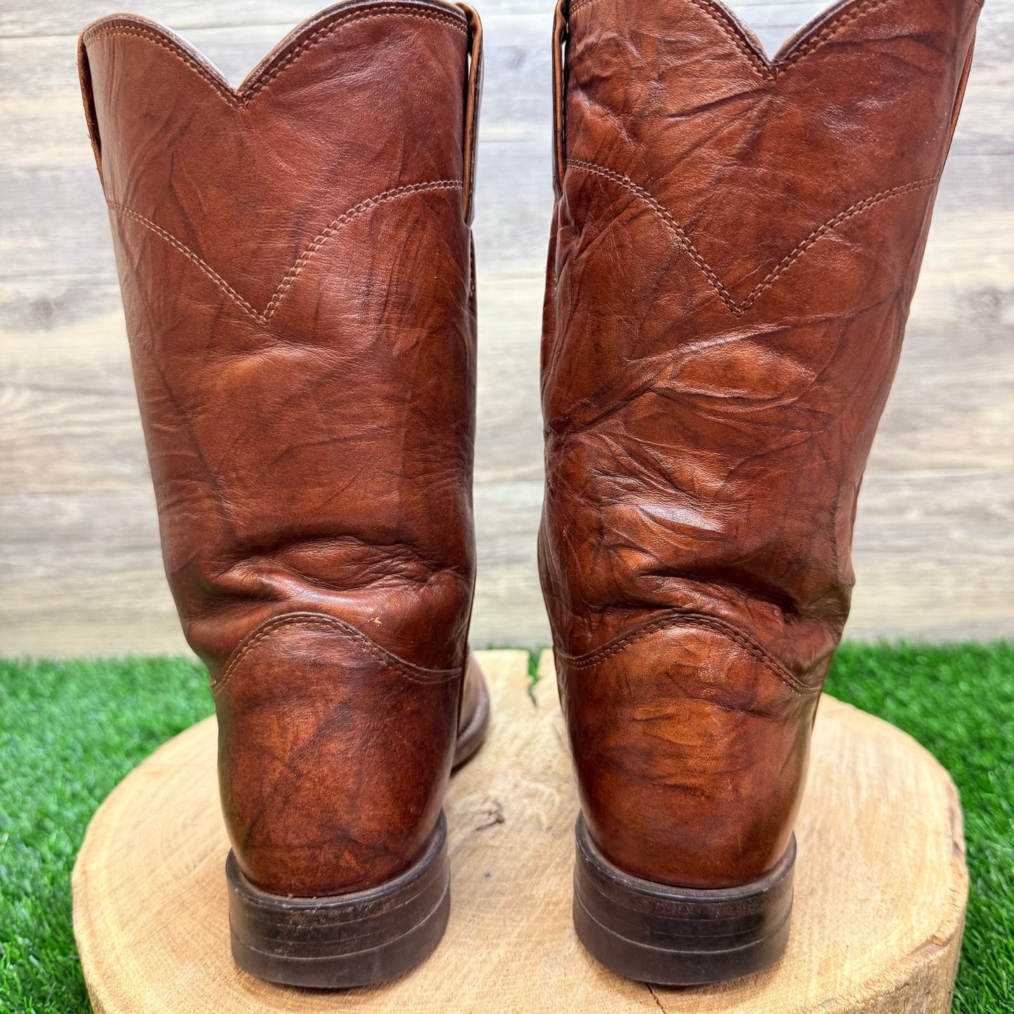 Justin Women - Size 8B - Vintage Marbled Brown Roper Western Cowboy Boots L3163