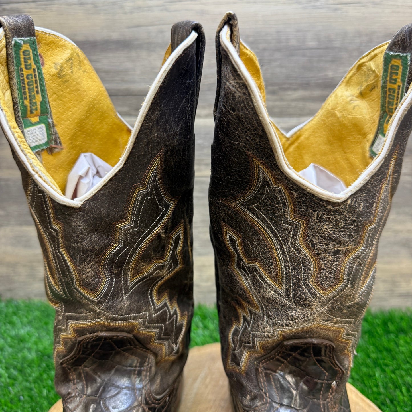 Old Corral Men - Size 7.5 - Dark Brown Exotic Print Square Toe Cowboy Boots