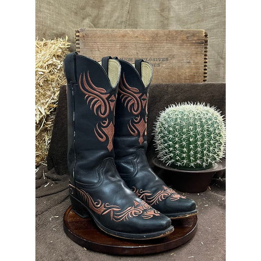 Durango Men - Size 7EE - Black/Copper Snip Toe Cowboy Boots Style DB4310