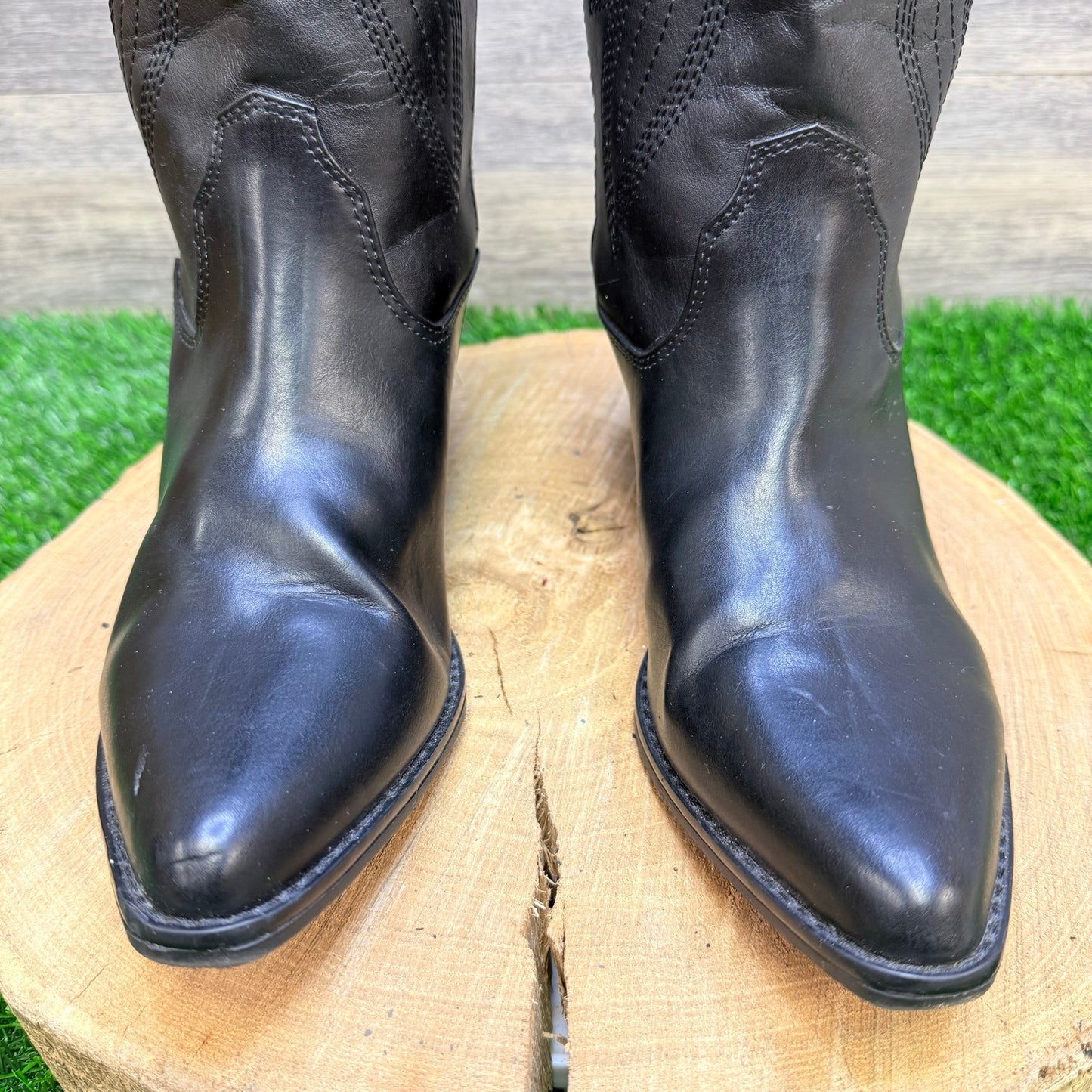 Madden Girl Women - Size 8.5M - Black Faux Leather Cowboy Boots Redford