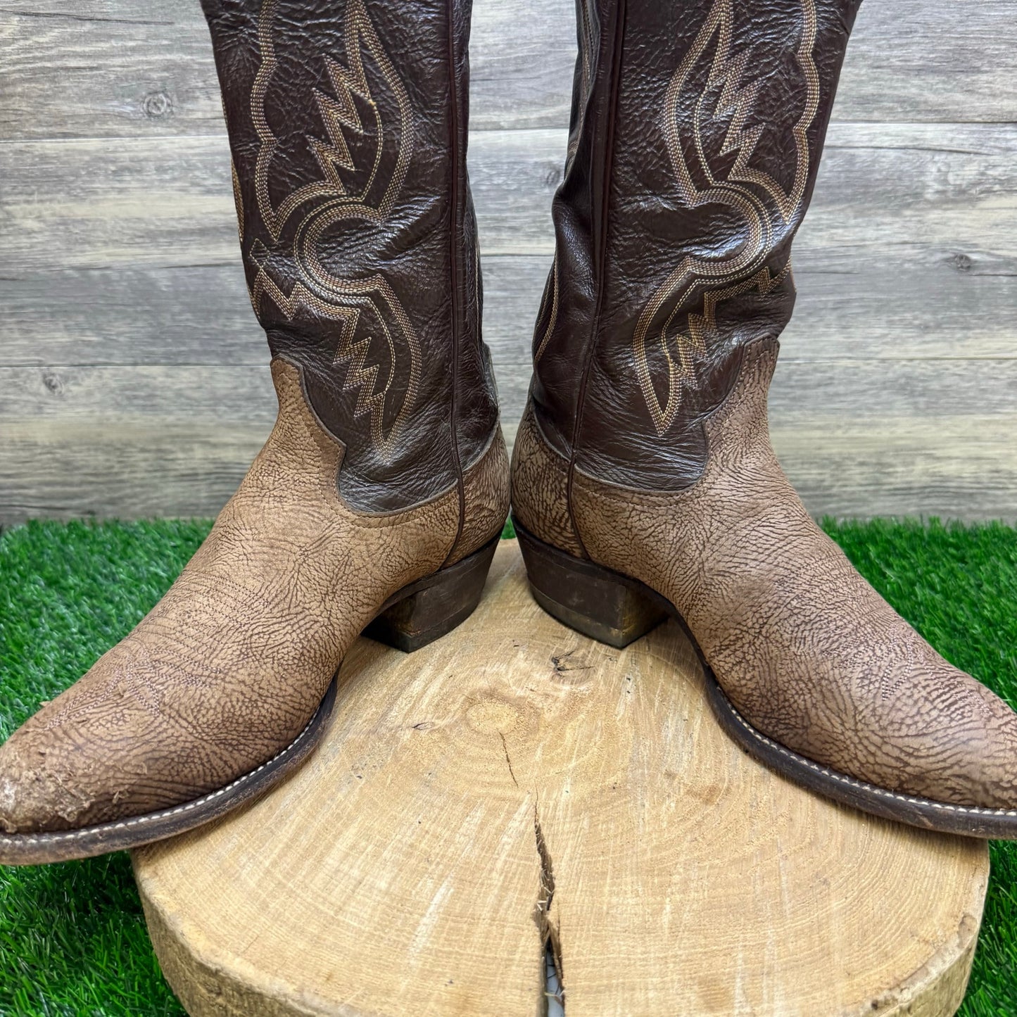 Tony Lama Men - Size 9D - Brown Inca Goat Cowboy Boots Style 6256