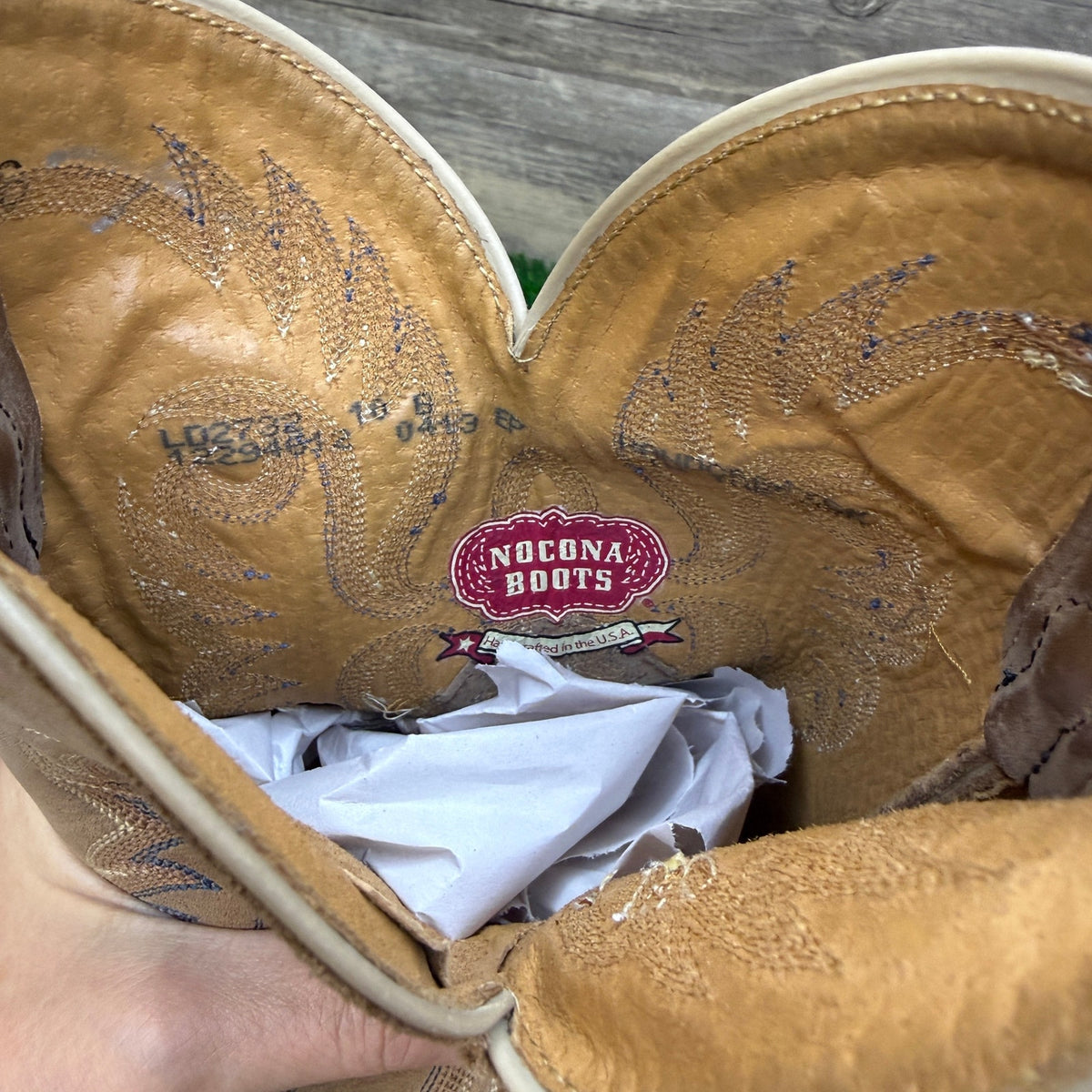 Nocona Men - Size 10B - Tan/Blue Stitching Western Cowboy Boots Style L02732