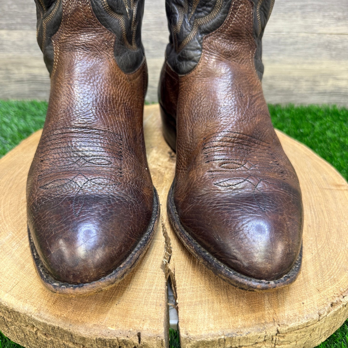 Tony Lama Men - Size 8.5EE - Vintage Black/Brown Cowboy Boots Style 6171