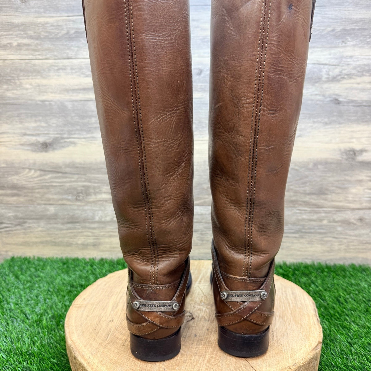 Frye Women - Size 7B - Brown Lindsay Plate Riding Boots 76976